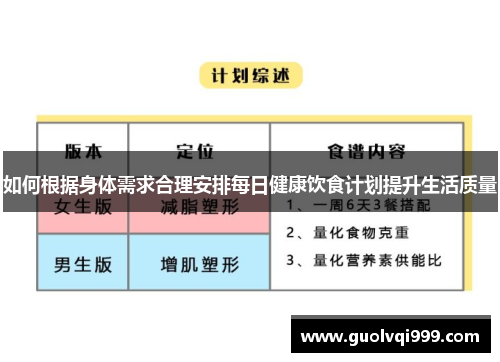 如何根据身体需求合理安排每日健康饮食计划提升生活质量